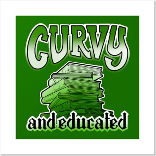 Curvy and educated, stack of green books Posters and Art